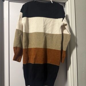 Colorblock Women's Crew Neck Sweater Dress